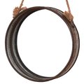 Vintiquewise Galvanized Metal Round Faux Rust Framed Wall Mirror with Rope QI003369.L